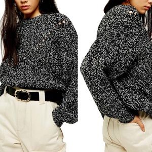 (NWT) TOPSHOP B&W chunky knitted Crewneck sweater